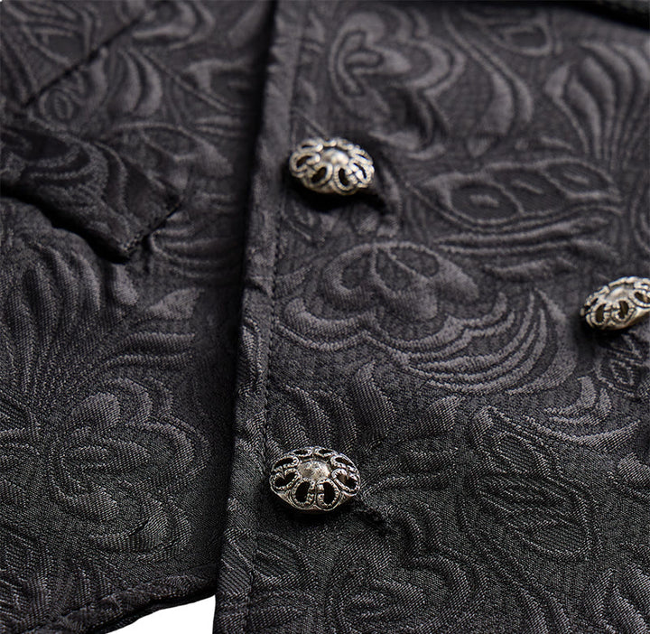 Gilet de smoking croisé en jacquard noir pour homme - image 5