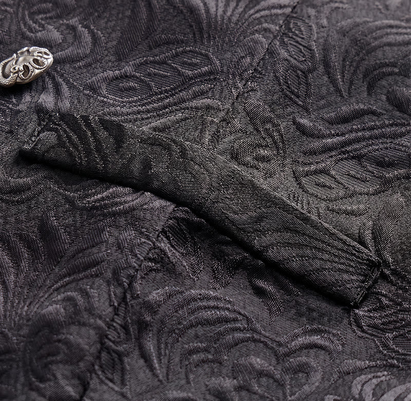 Gilet de smoking croisé en jacquard noir pour homme - image 6
