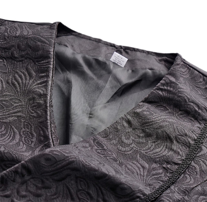Gilet de smoking croisé en jacquard noir pour homme - image 4