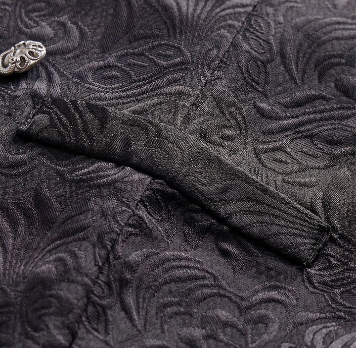 Gilet de smoking croisé en jacquard noir pour homme - image 6