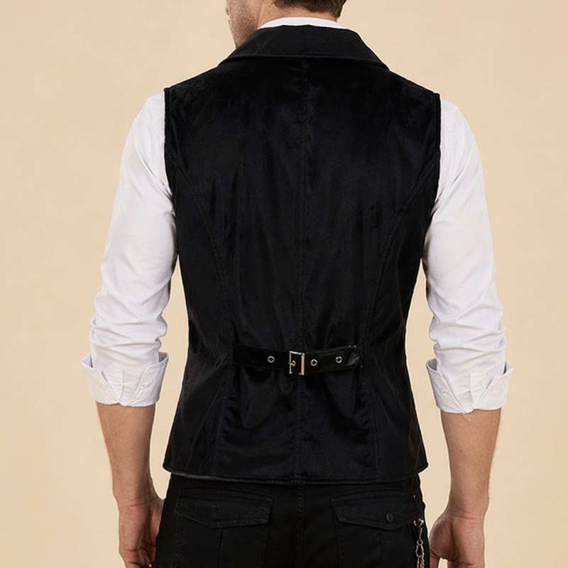 Gilet de costume steampunk victorien noir et bordeaux pour homme - image 2