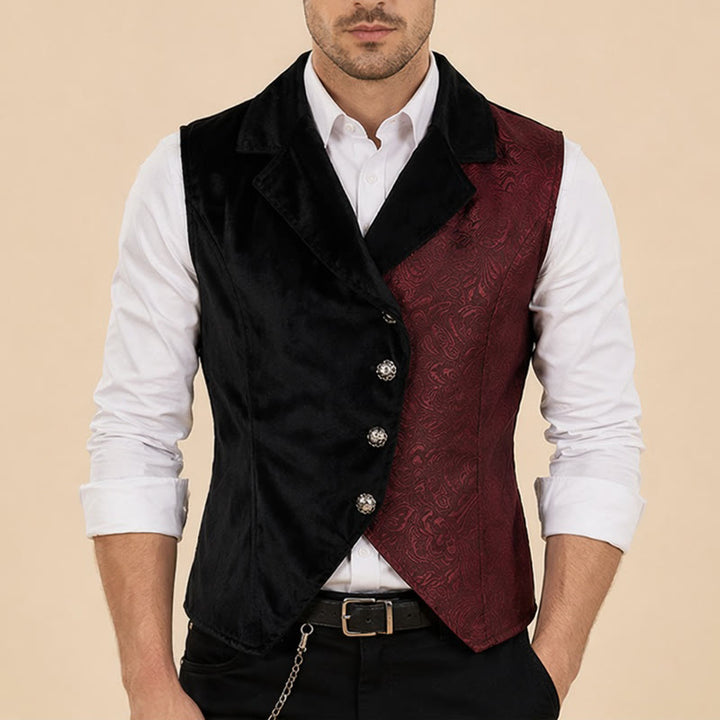 Gilet de costume steampunk victorien noir et bordeaux pour homme - image 1