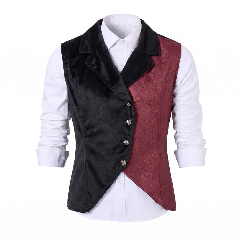 Gilet de costume steampunk victorien noir et bordeaux pour homme - image 8