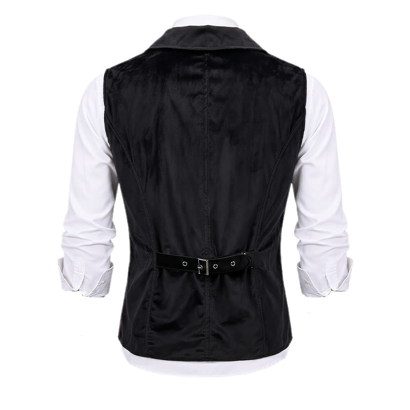 Gilet de costume steampunk victorien noir et bordeaux pour homme - image 9