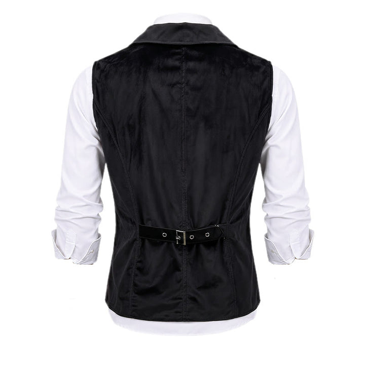Gilet de costume steampunk victorien noir et bordeaux pour homme - image 9