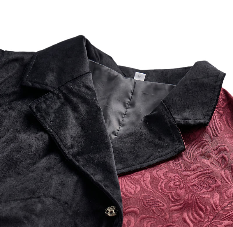 Gilet de costume steampunk victorien noir et bordeaux pour homme - image 4