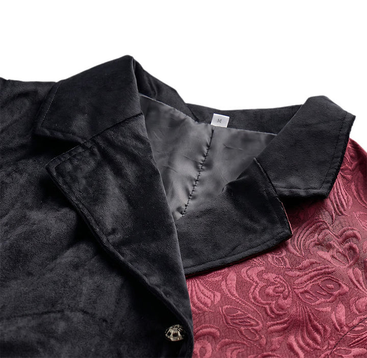 Gilet de costume steampunk victorien noir et bordeaux pour homme - image 4