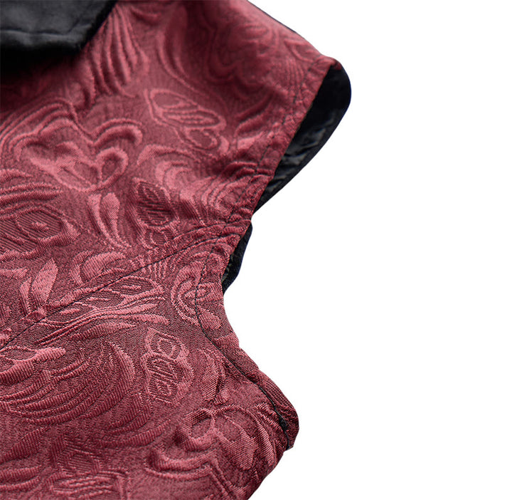 Gilet de costume steampunk victorien noir et bordeaux pour homme - image 7