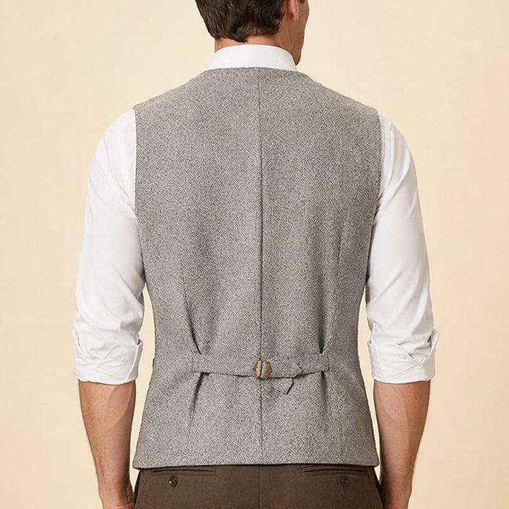 Gilet de costume classique pour homme, 4 poches, en laine mélangée - image 2