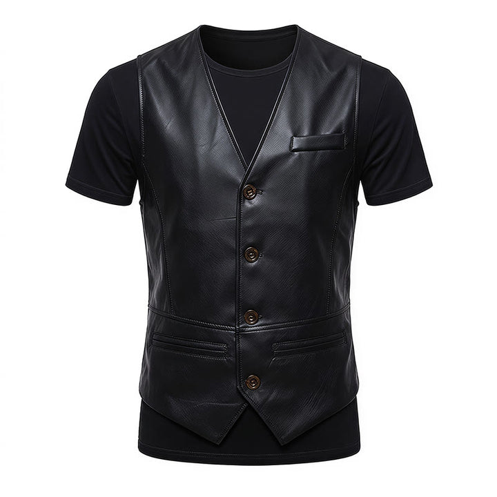 Gilet en cuir pour homme, quatre saisons, décontracté et élégant, à superposer - image 14