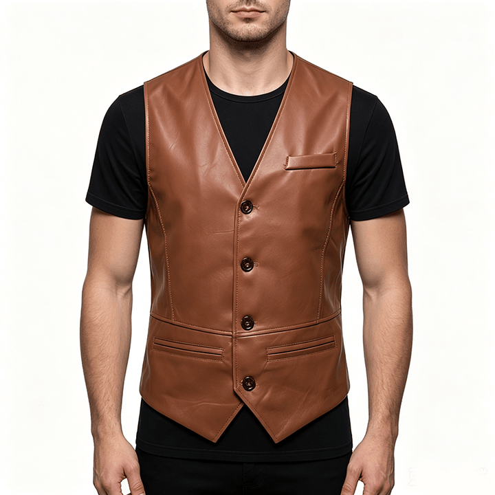 Gilet en cuir pour homme, quatre saisons, décontracté et élégant, à superposer - image 1