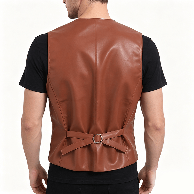 Gilet en cuir pour homme, quatre saisons, décontracté et élégant, à superposer - image 3