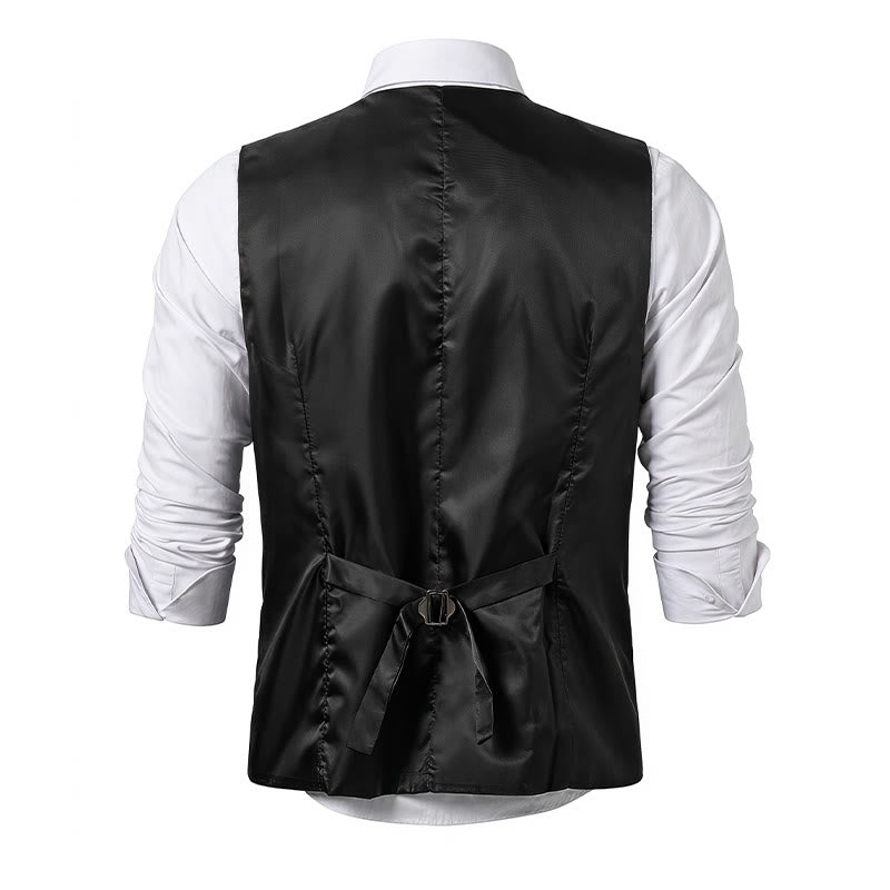 Gilet de costume à fines rayures style rétro pour homme avec chaînette de revers en forme de rose - image 12