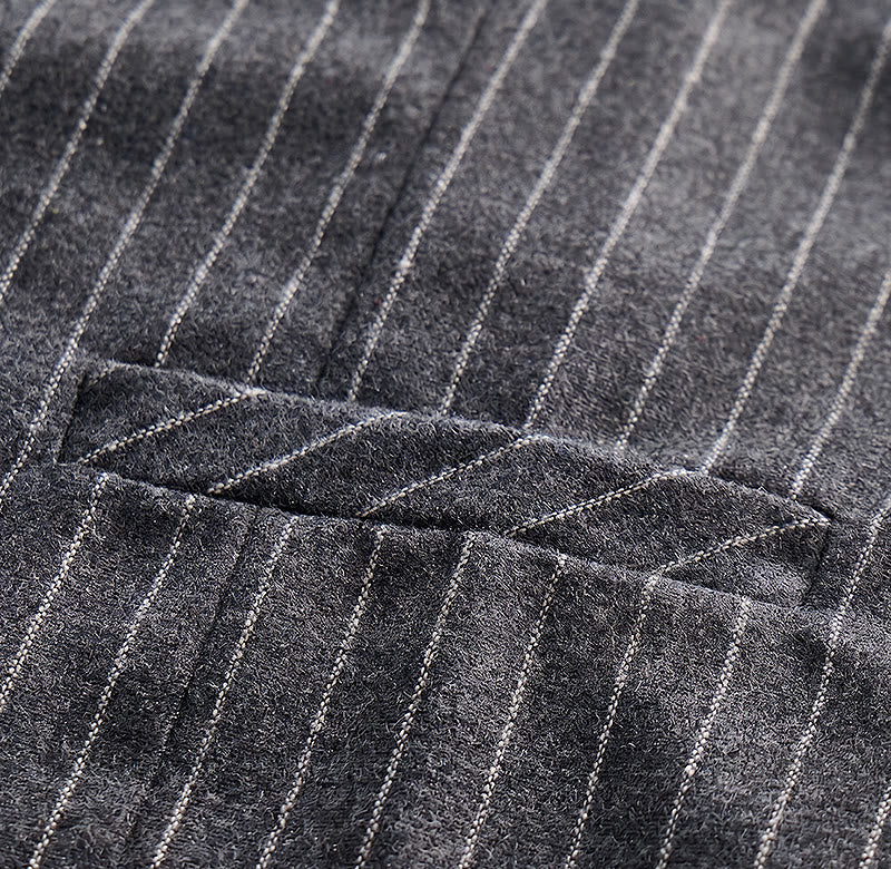 Gilet de costume à fines rayures style rétro pour homme avec chaînette de revers en forme de rose - image 8