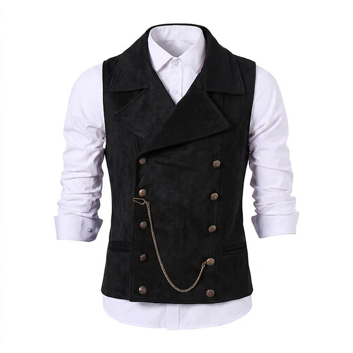 Gilet de costume rétro croisé pour homme avec chaîne en bronze - image 17