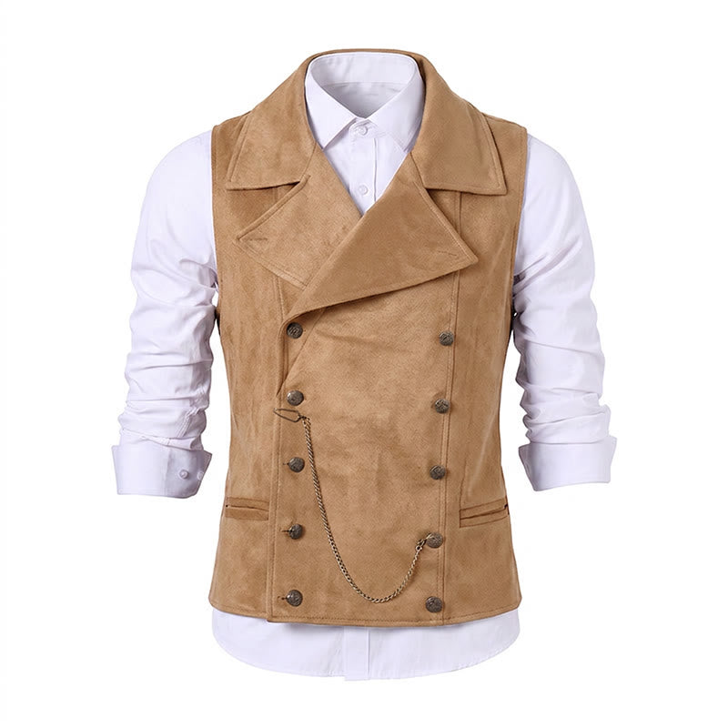 Gilet de costume rétro croisé pour homme avec chaîne en bronze - image 18