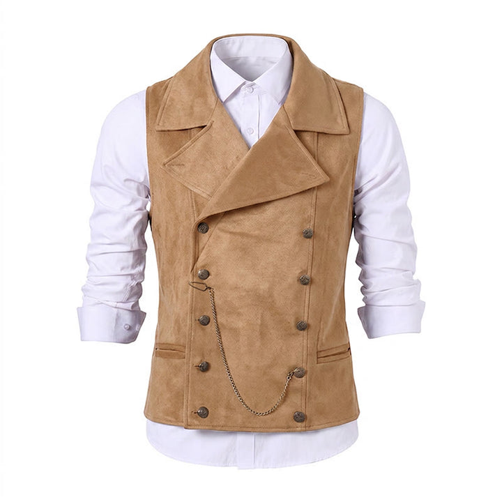 Gilet de costume rétro croisé pour homme avec chaîne en bronze - image 18