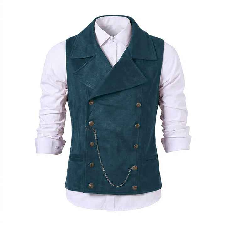 Gilet de costume rétro croisé pour homme avec chaîne en bronze - image 21