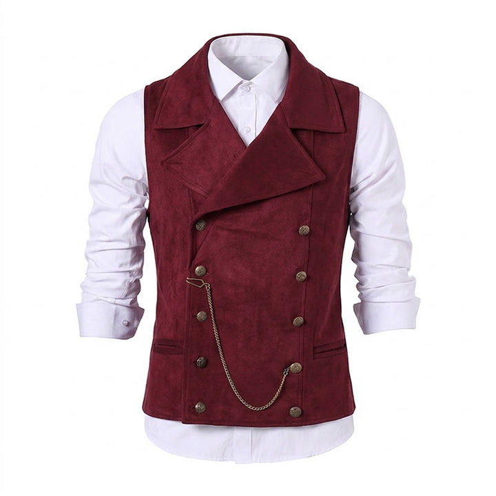 Gilet de costume rétro croisé pour homme avec chaîne en bronze - image 19