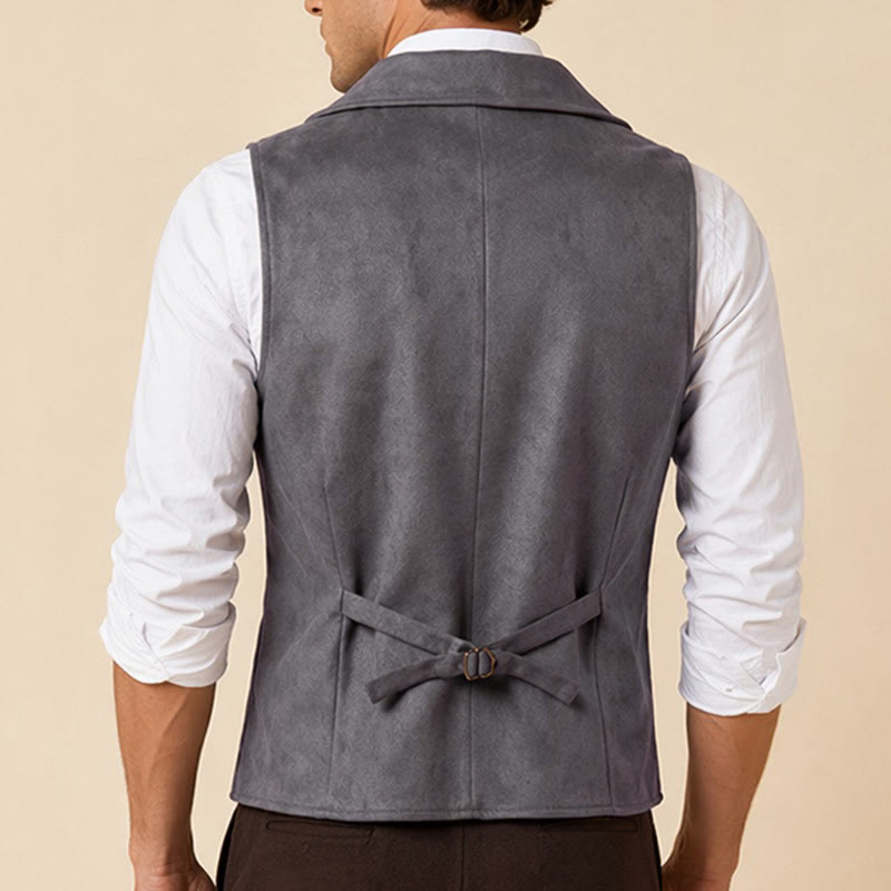 Gilet de costume rétro croisé pour homme avec chaîne en bronze - image 2