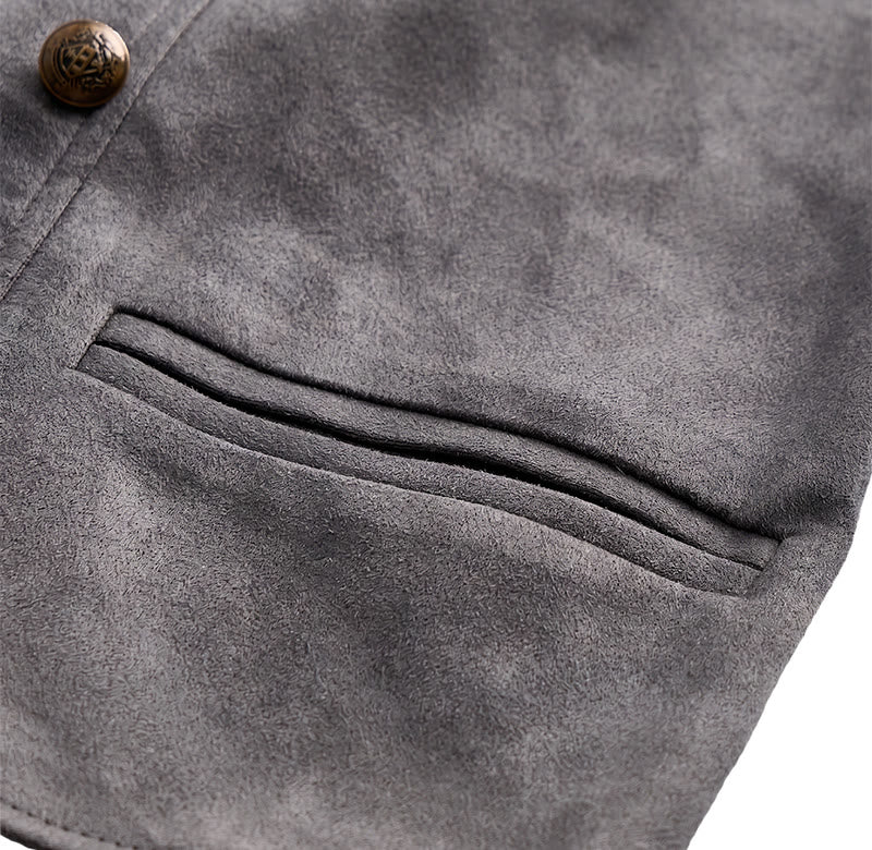 Gilet de costume rétro croisé pour homme avec chaîne en bronze - image 12