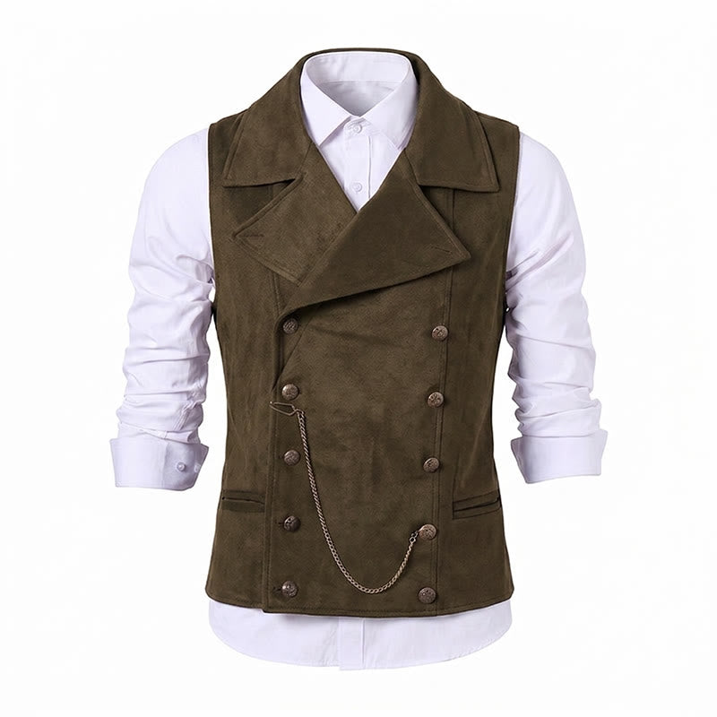 Gilet de costume rétro croisé pour homme avec chaîne en bronze - image 20