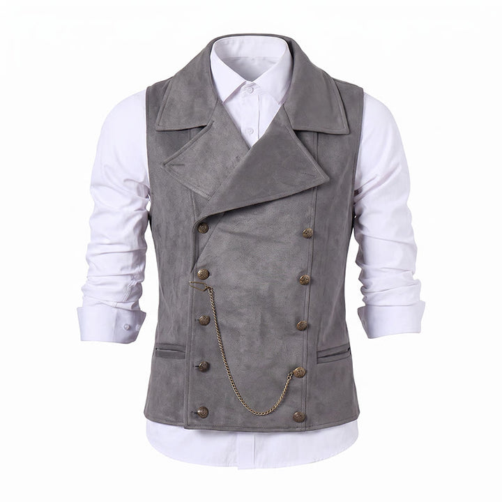 Gilet de costume rétro croisé pour homme avec chaîne en bronze - image 15