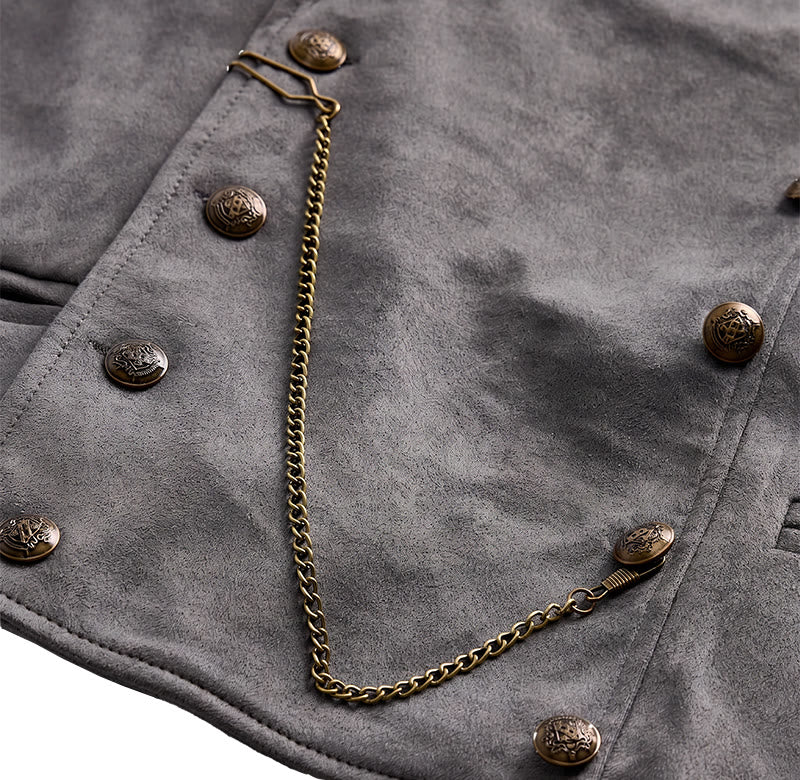Gilet de costume rétro croisé pour homme avec chaîne en bronze - image 11