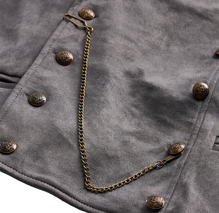 Gilet de costume rétro croisé pour homme avec chaîne en bronze - image 11