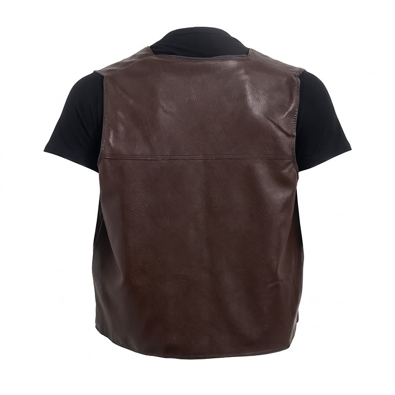 Gilet en cuir pour homme, 2 styles : épais ou fin, avec poches zippées - image 10