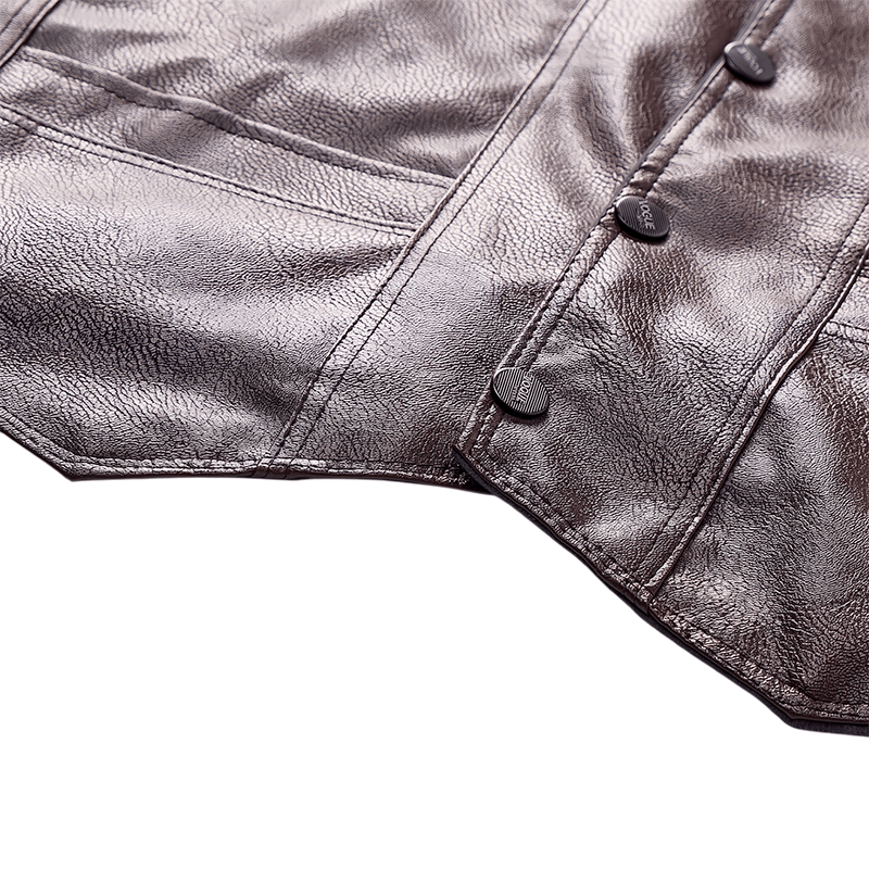 Gilet en cuir pour homme, 2 styles : épais ou fin, avec poches zippées - image 8