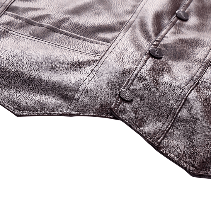 Gilet en cuir pour homme, 2 styles : épais ou fin, avec poches zippées - image 8