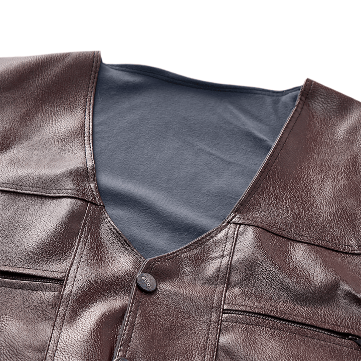 Gilet en cuir pour homme, 2 styles : épais ou fin, avec poches zippées - image 5