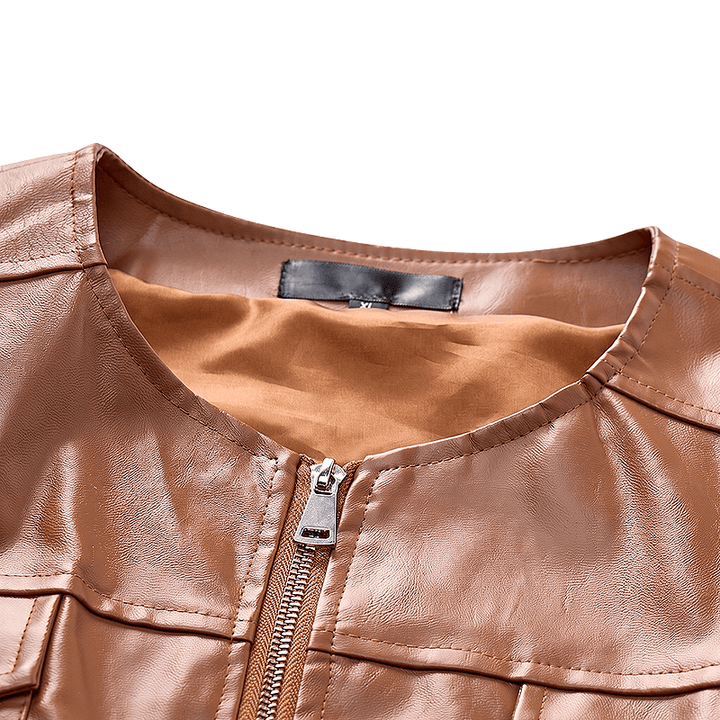 Gilet en cuir pour homme avec poches à rabat, style motard décontracté - image 5