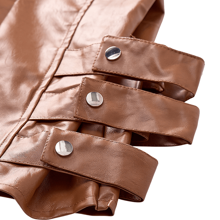 Gilet en cuir pour homme avec poches à rabat, style motard décontracté - image 9
