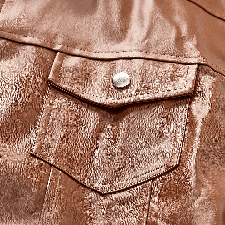 Gilet en cuir pour homme avec poches à rabat, style motard décontracté - image 6