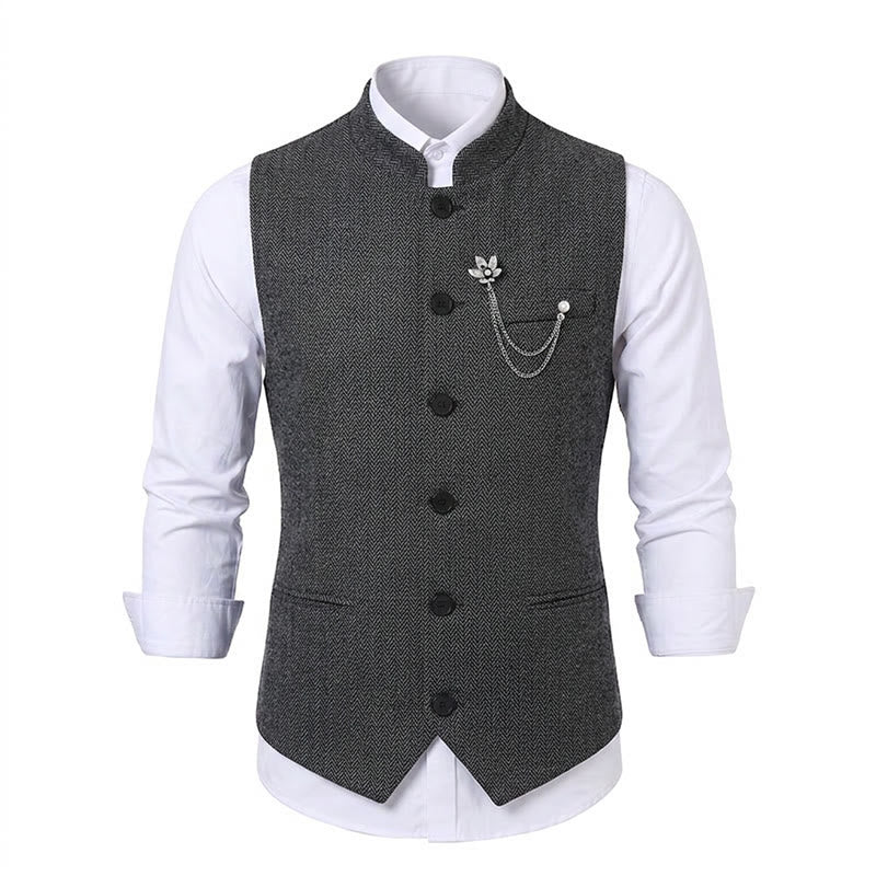 Gilet de costume vintage en tweed pour homme avec broche à chaîne royale - image 15