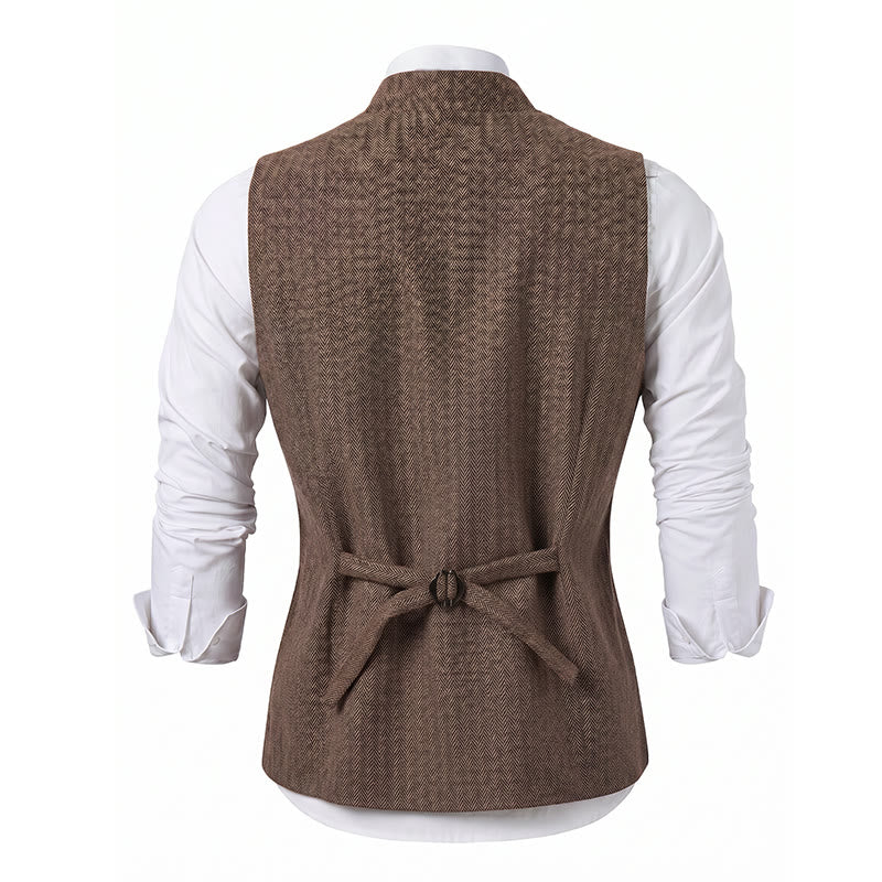 Gilet de costume vintage en tweed pour homme avec broche à chaîne royale - image 14