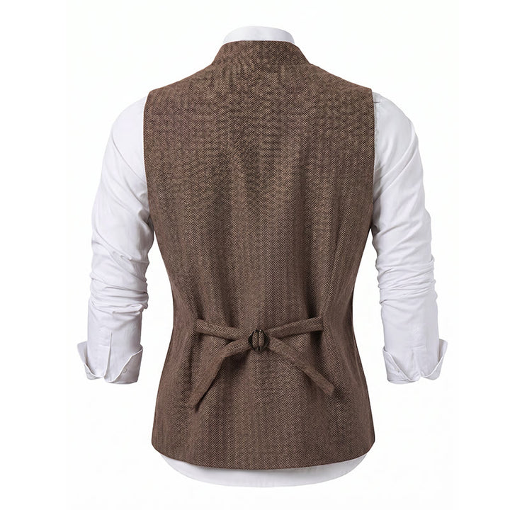 Gilet de costume vintage en tweed pour homme avec broche à chaîne royale - image 14