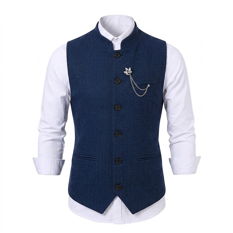 Gilet de costume vintage en tweed pour homme avec broche à chaîne royale - image 17