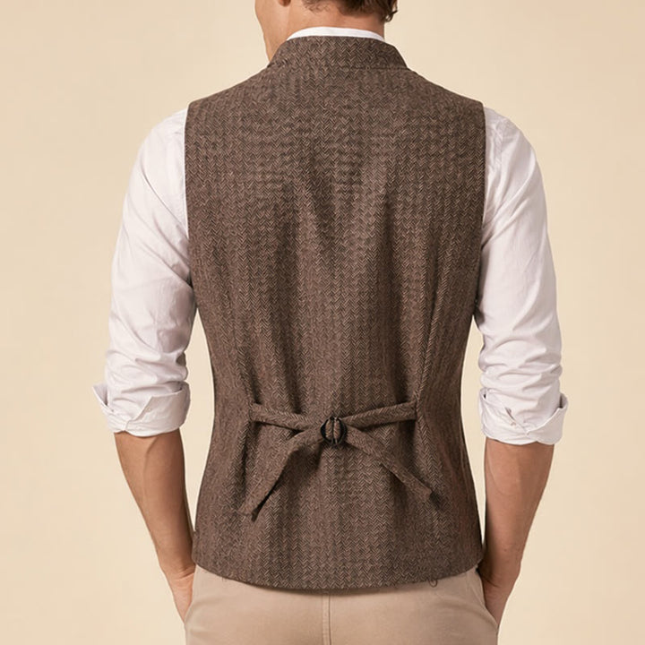 Gilet de costume vintage en tweed pour homme avec broche à chaîne royale - image 2