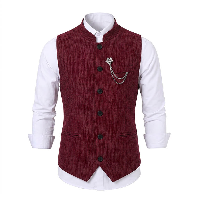 Gilet de costume vintage en tweed pour homme avec broche à chaîne royale - image 16