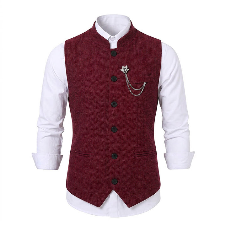 Gilet de costume vintage en tweed pour homme avec broche à chaîne royale - image 16