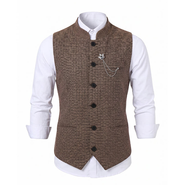 Gilet de costume vintage en tweed pour homme avec broche à chaîne royale - image 13