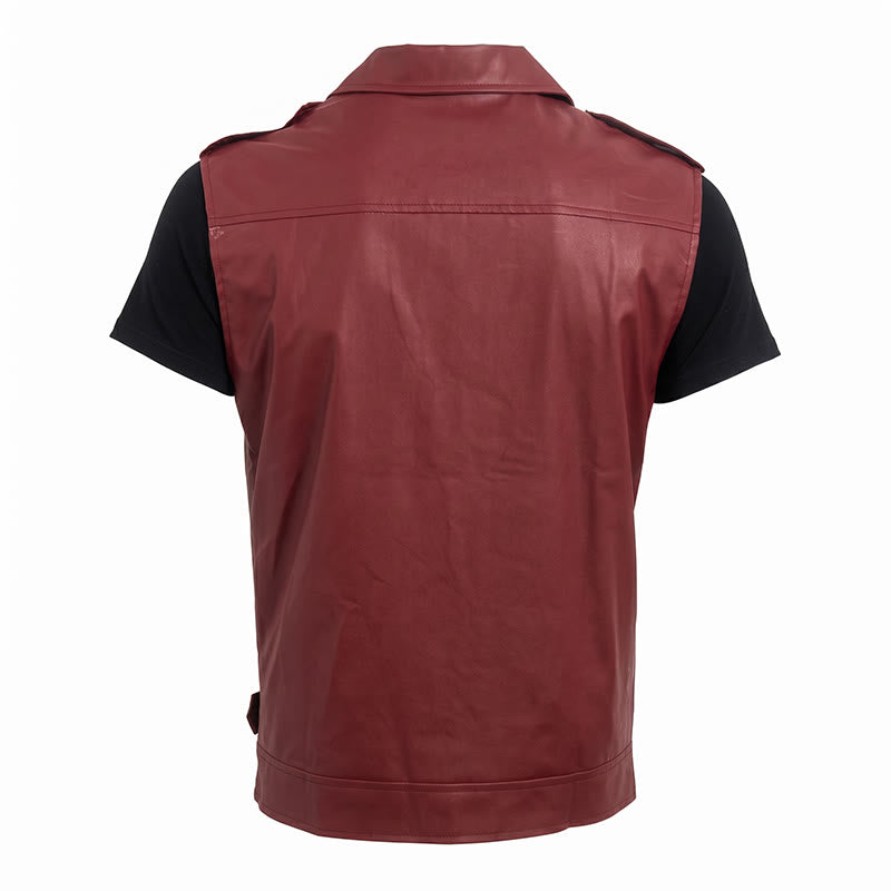 Gilet en cuir de motard asymétrique à fermeture éclair pour homme, style punk. - image 12
