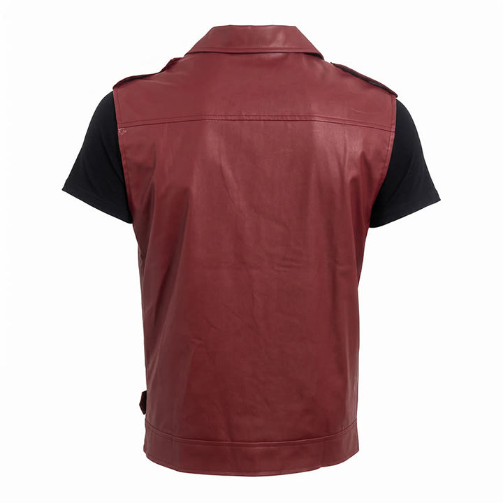 Gilet en cuir de motard asymétrique à fermeture éclair pour homme, style punk. - image 12