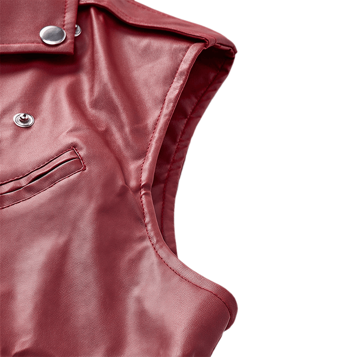 Gilet en cuir de motard asymétrique à fermeture éclair pour homme, style punk. - image 10