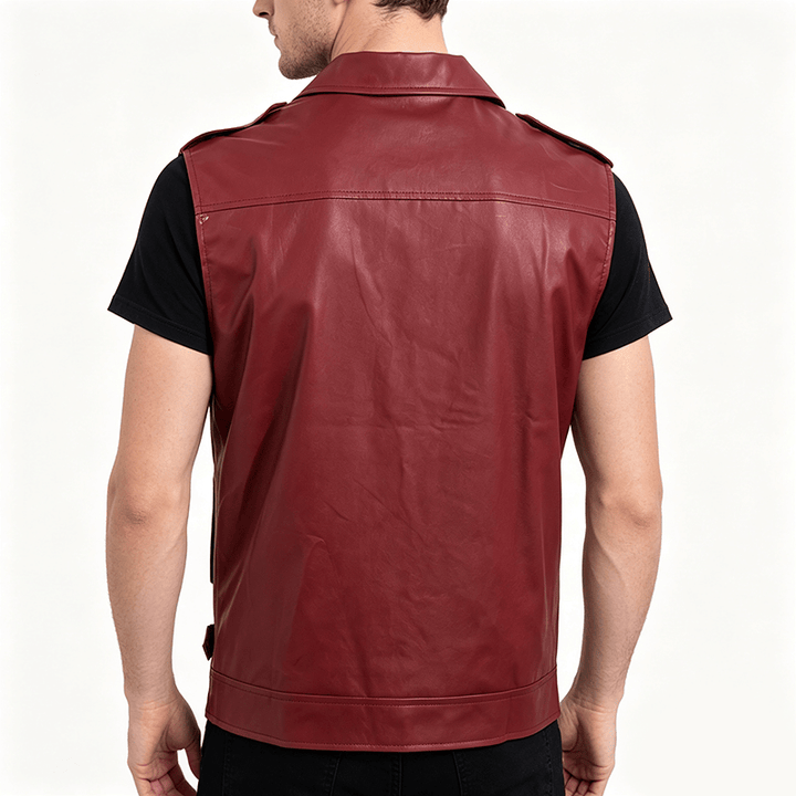 Gilet en cuir de motard asymétrique à fermeture éclair pour homme, style punk. - image 3