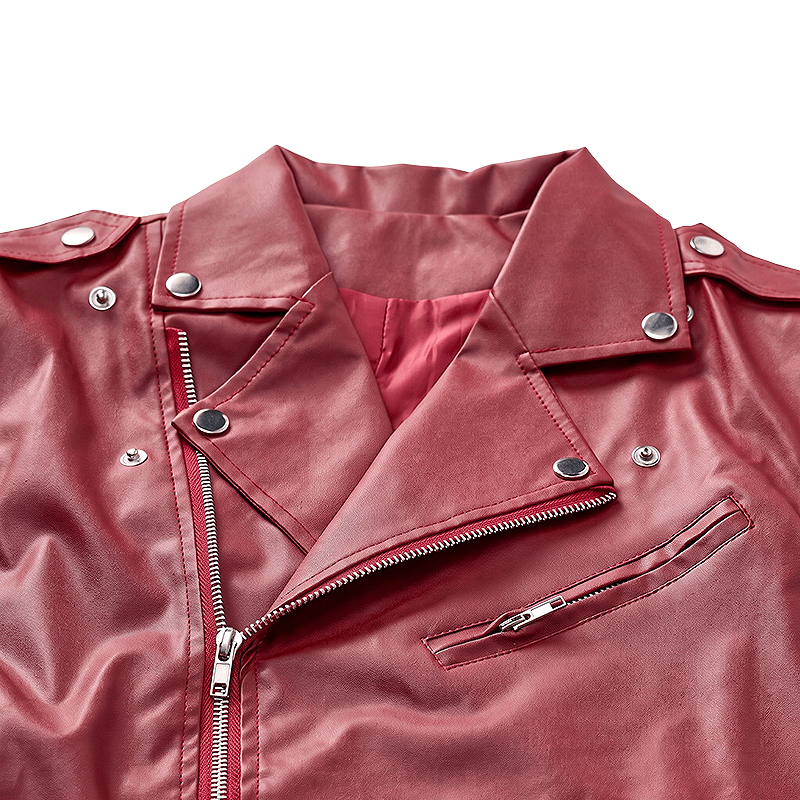 Gilet en cuir de motard asymétrique à fermeture éclair pour homme, style punk. - image 6