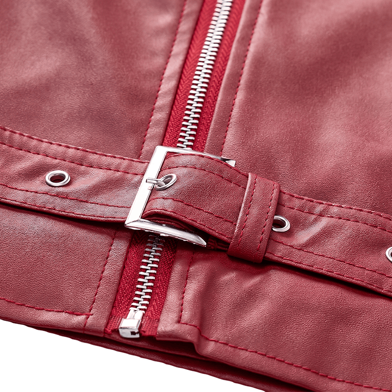 Gilet en cuir de motard asymétrique à fermeture éclair pour homme, style punk. - image 9